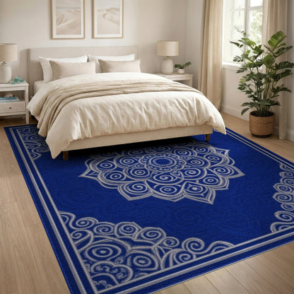 Blue Mandala Medallion Area Rug