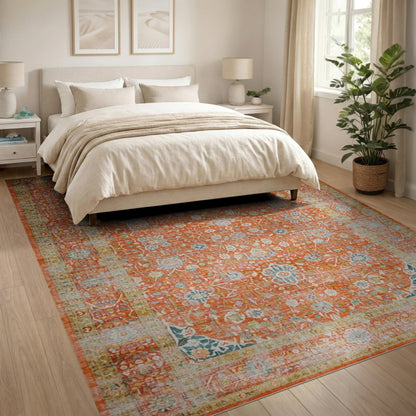 Orange Floral Vintage No. 38 Area Rug