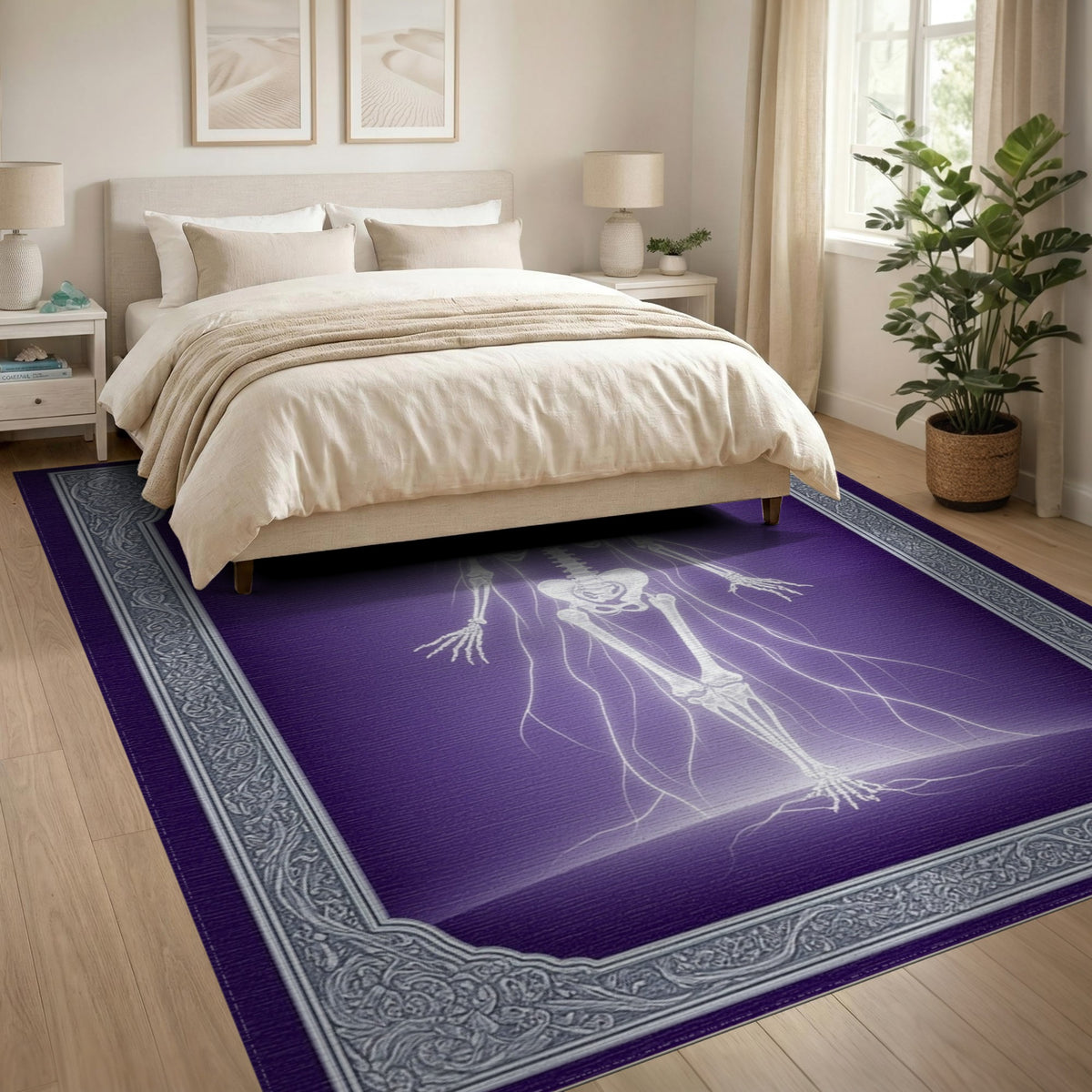 Ethereal Skeleton Veil Purple Area Rug