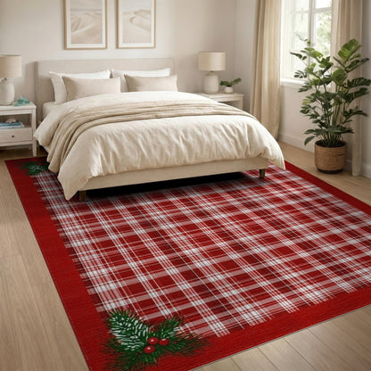 Red Plaid Holly Area Rug