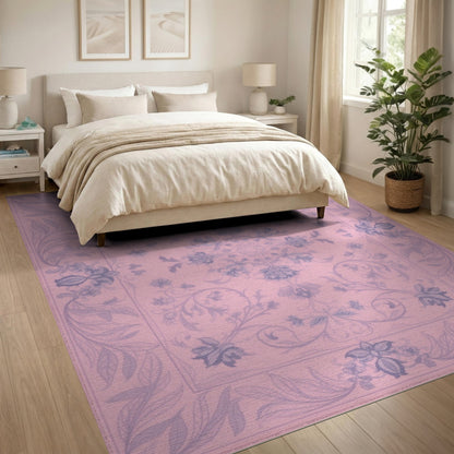 Pink Floral Vintage Washable No. 64 Area Rug
