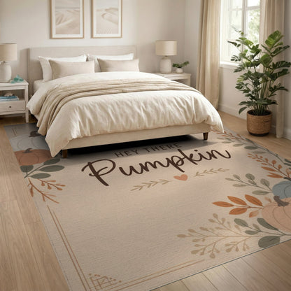 Hey There Pumpkin Beige Area Rug