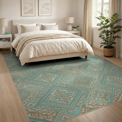 Diamond Geometric Modern Teal Geometric Diamond Area Rug