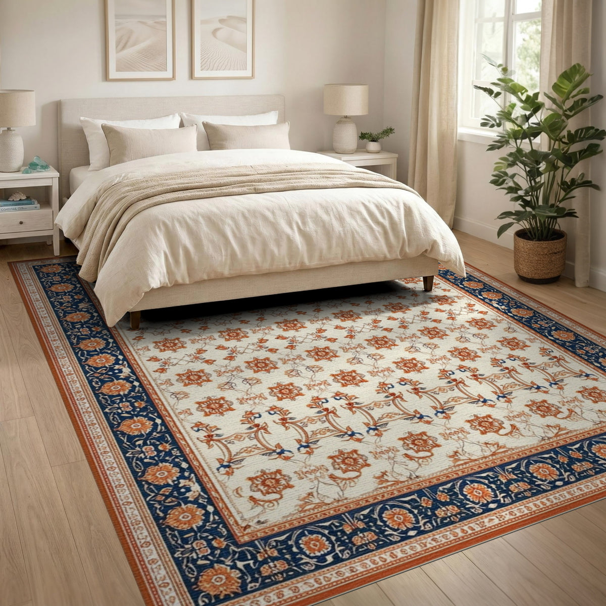 Navy Blue Traditional Persian Area Rug