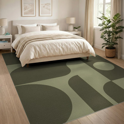 Olive Green Olive Green Geometric Area Rug