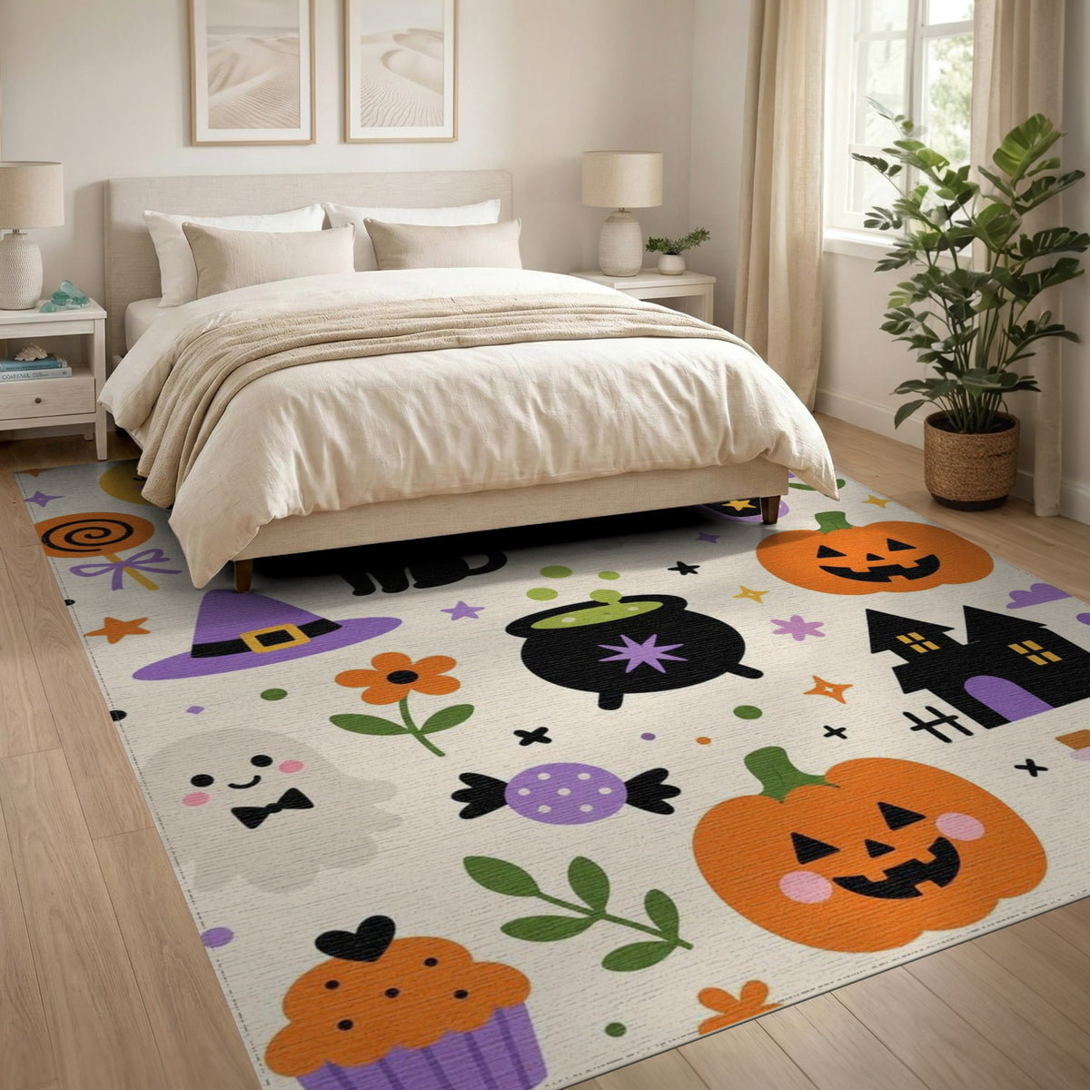 Multi-color and Patterns Halloween Cartoon Kids Area Rug