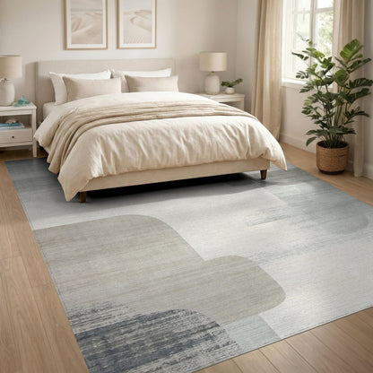 Grey Abstract Shapes Abstract Area Rug