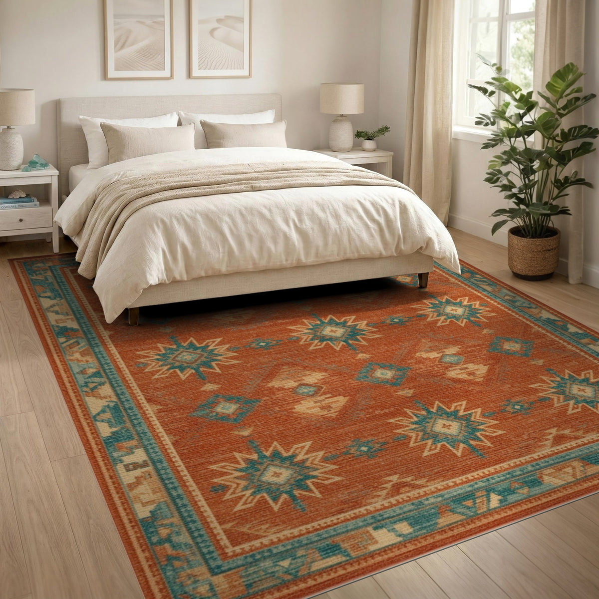 Orange Southwestern Geometric Area Rug