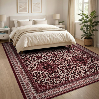 Red Leopard Persian Area Rug