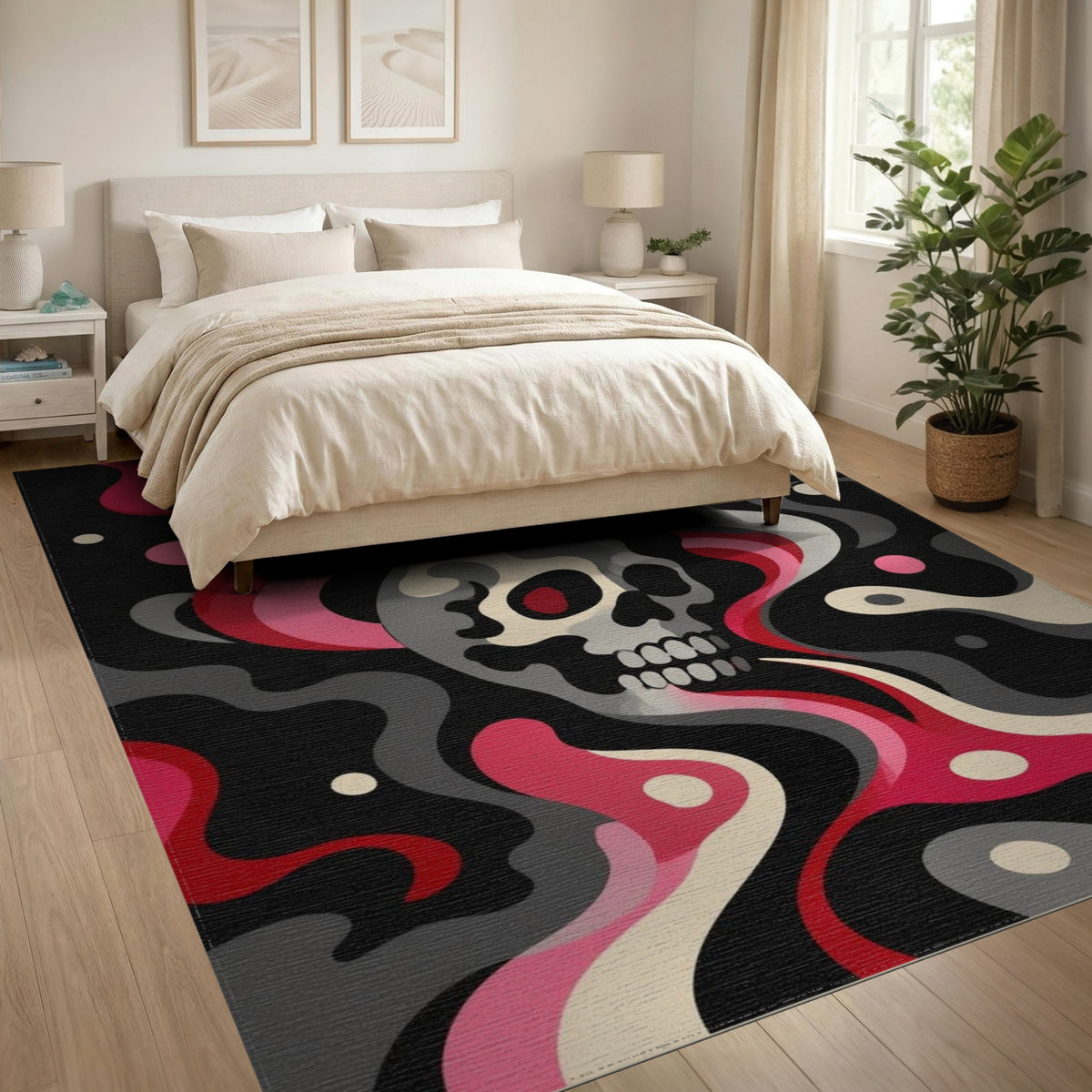Skull Smoke Swirl Area Rug