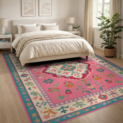 Pink Floral Vintage Area Rug