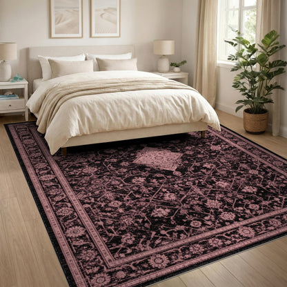Pink Distressed Vintage Pink Distressed Vintage Washable Area Rug