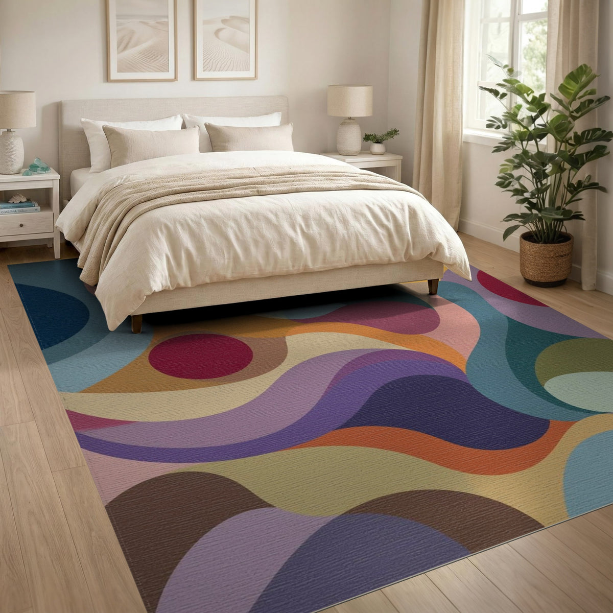 Abstract Area Multi-color and Patterns Vibrant Multi-Color Abstract Swirl Area Rug