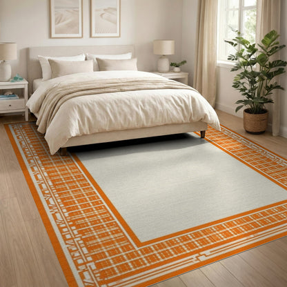 Orange Geometric Modern Orange Geometric Border Area Rug