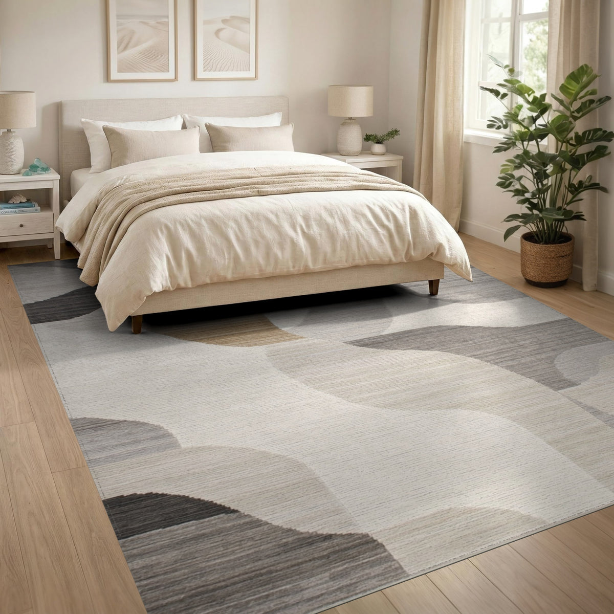 Abstract Area Beige and Neutral Abstract Neutral Wave Area Rug