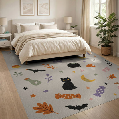 Cute Halloween Cats Ghosts Kids Cartoon Area Rug
