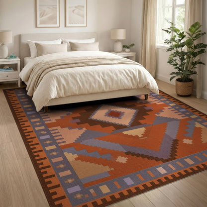 Geometric Southwestern Geometric Orange Area Rug
