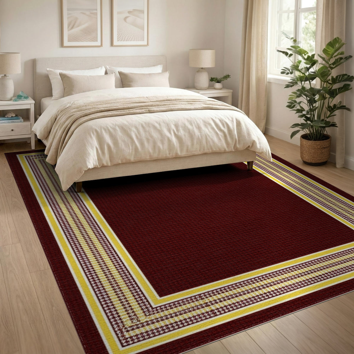 Red Traditional Persian Border Area Rug