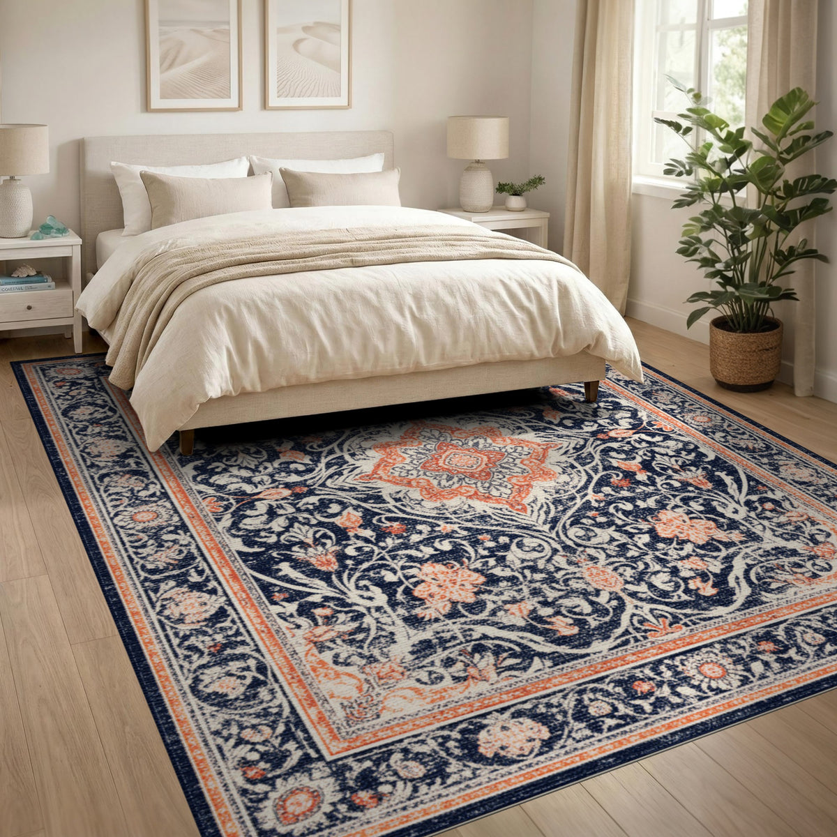 Navy Blue Floral Vintage No. 11 Area Rug