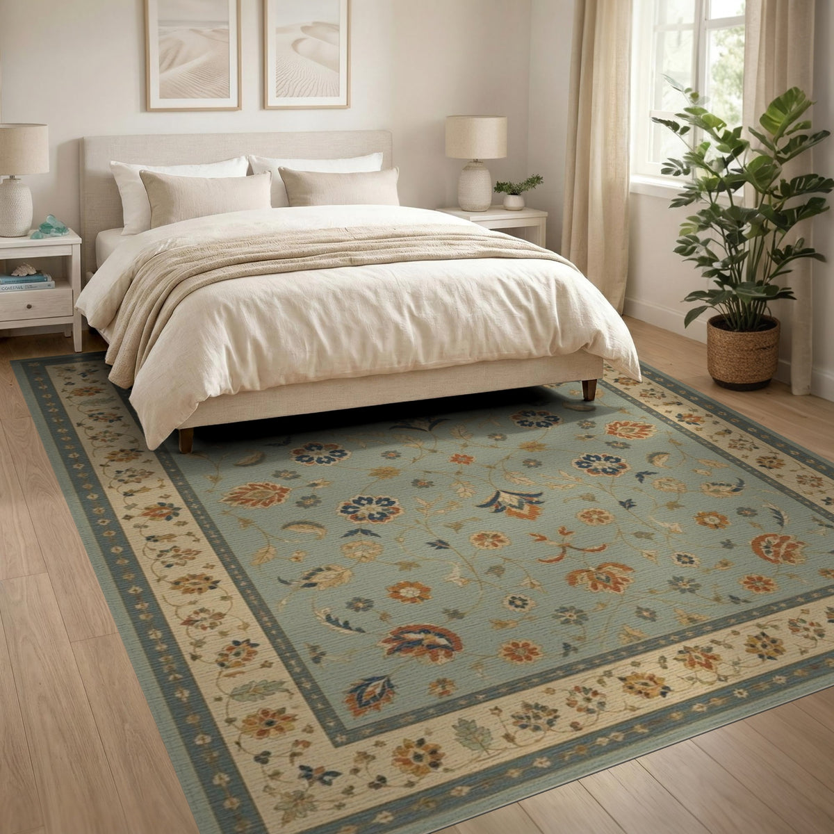 Blue Floral Vintage Area Rug
