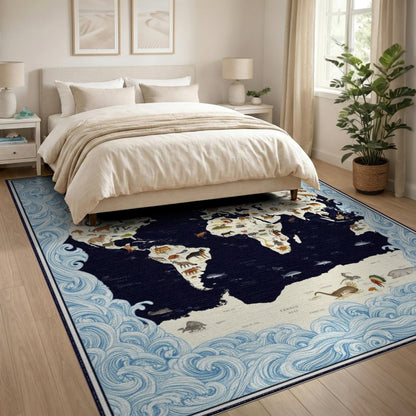 World Wildlife Map Area Rug