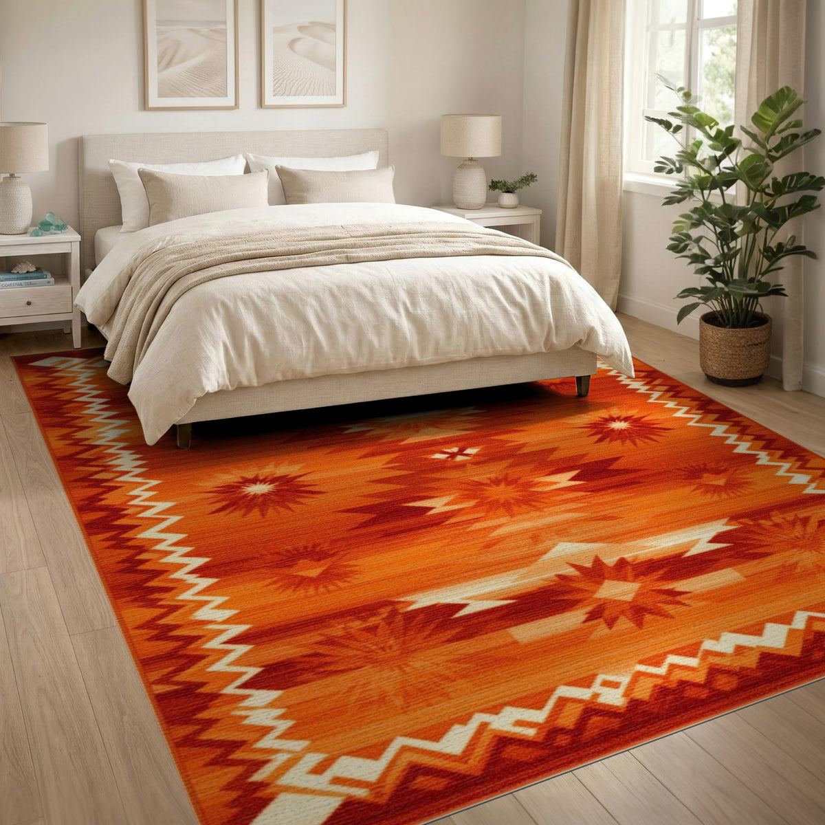 Southwestern Orange Southwestern Starburst Area Rug