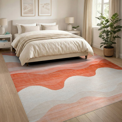 Orange Abstract Area Orange Wavy Abstract Area Rug