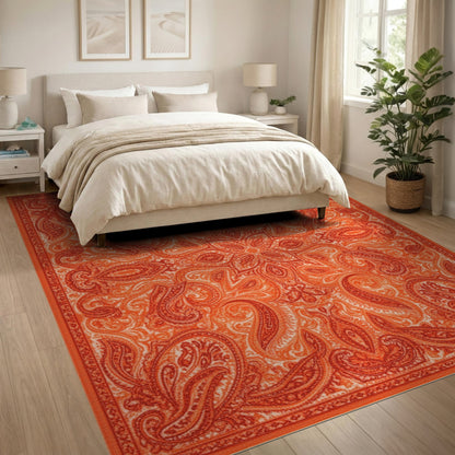 Orange Paisley Vintage Area Rug