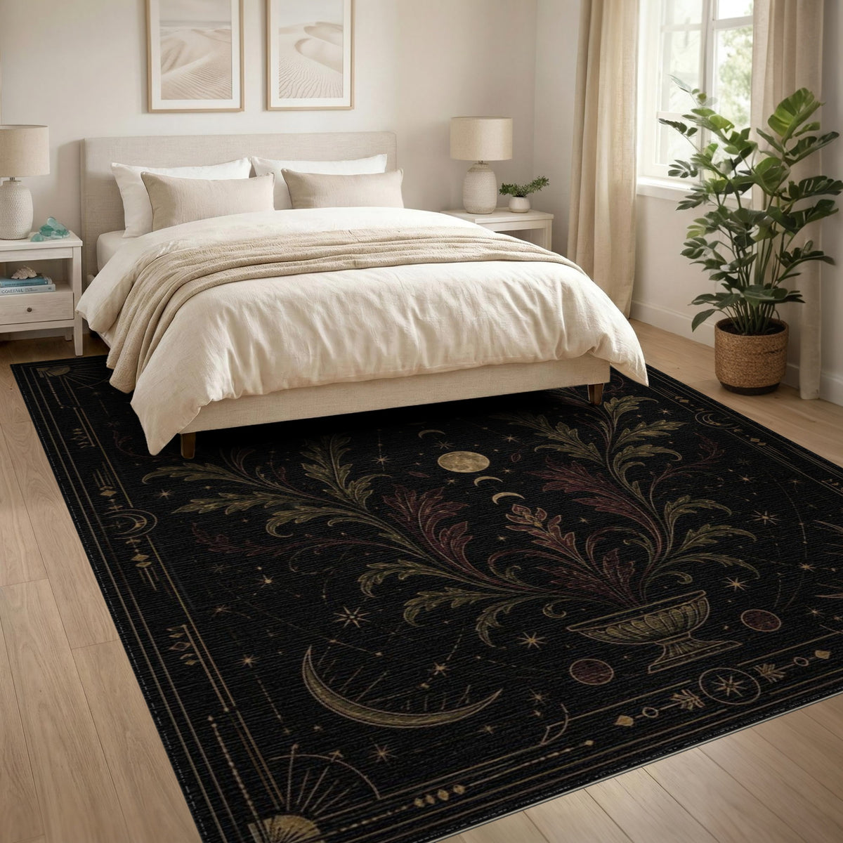 Celestial Floral Moon Phase Area Rug