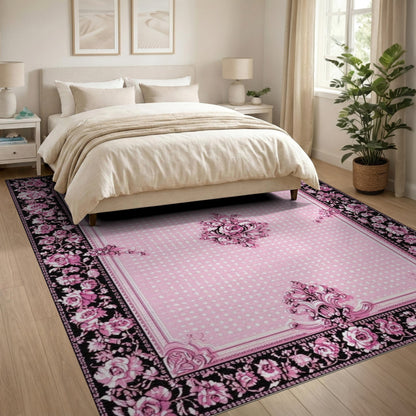 Pink Rose Floral Vintage No. 12 Area Rug
