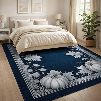 Navy Blue Pumpkin Harvest Area Rug