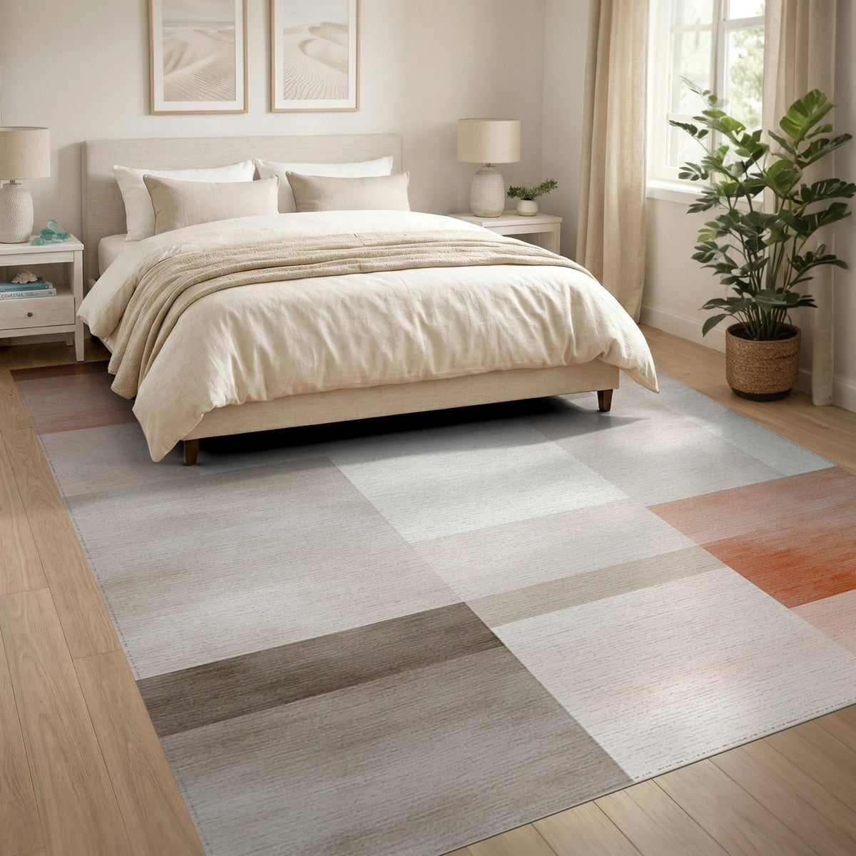 Beige and Neutral Abstract Area Abstract Beige Geometric Area Rug