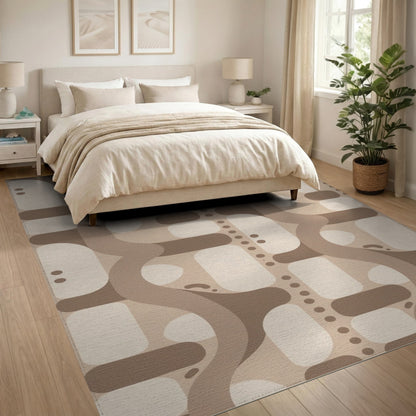 Brown and Tan Brown Wavy Abstract Area Rug