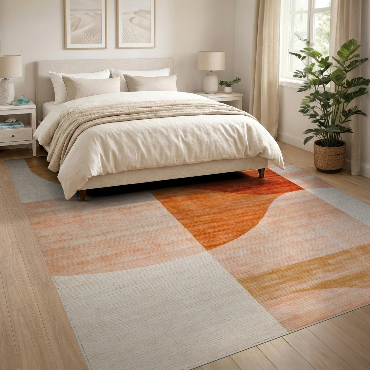 Orange Geometric Modern Area Rug