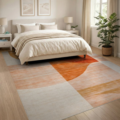 Orange Geometric Modern Area Rug