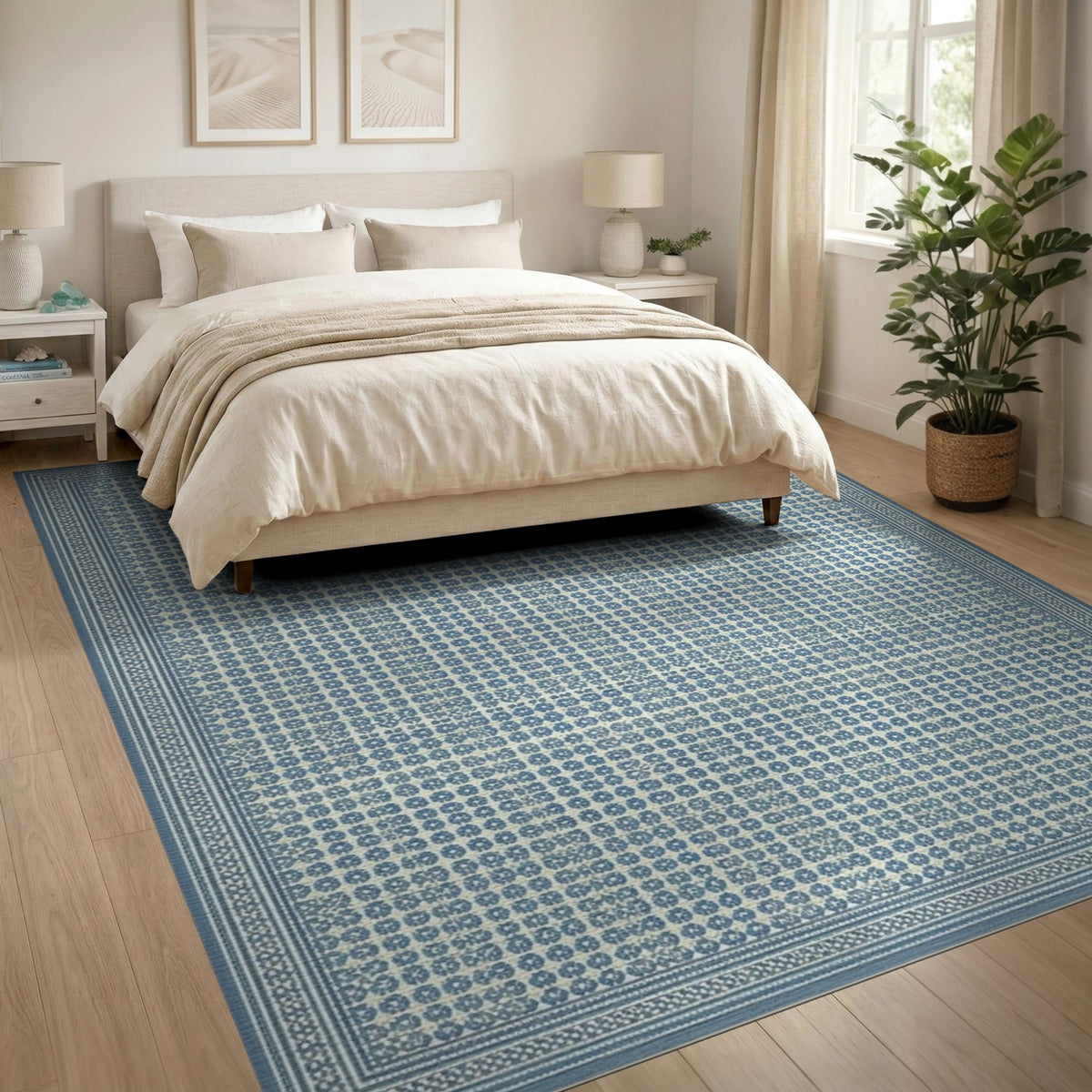 Blue Floral Vintage Washable No. 2 Area Rug