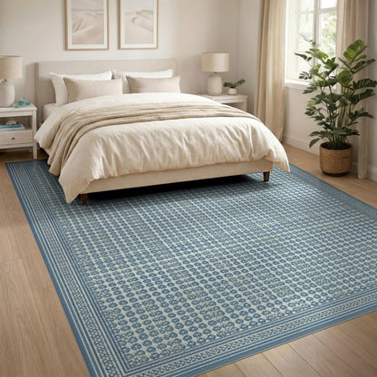 Blue Floral Vintage Washable No. 2 Area Rug