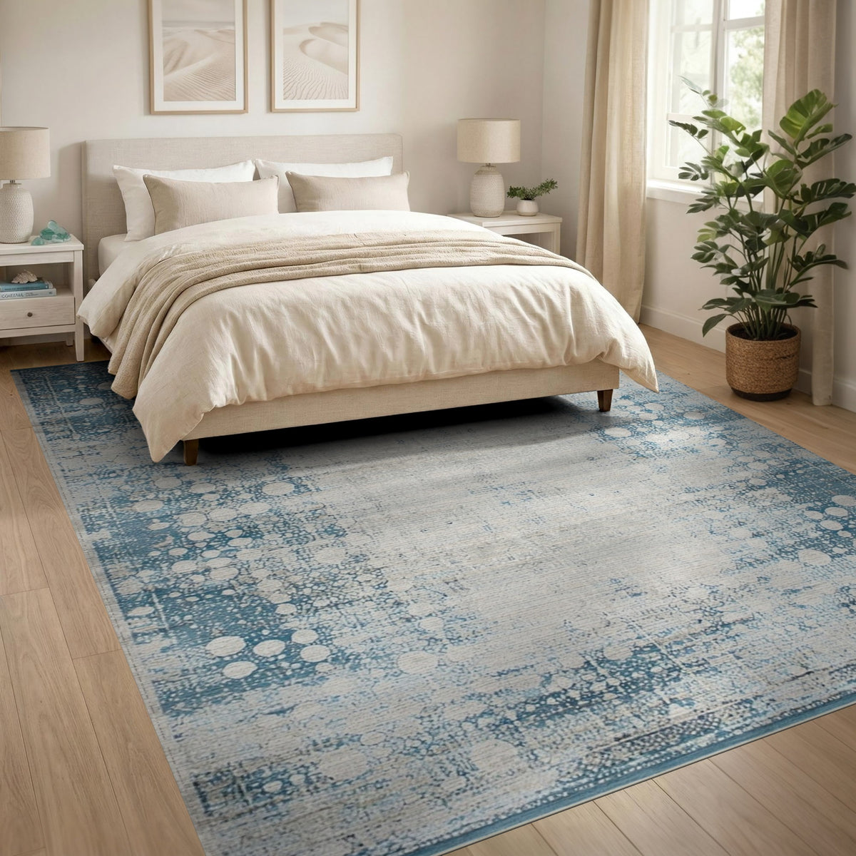 Distressed Vintage Blue Teal Distressed Vintage Area Rug