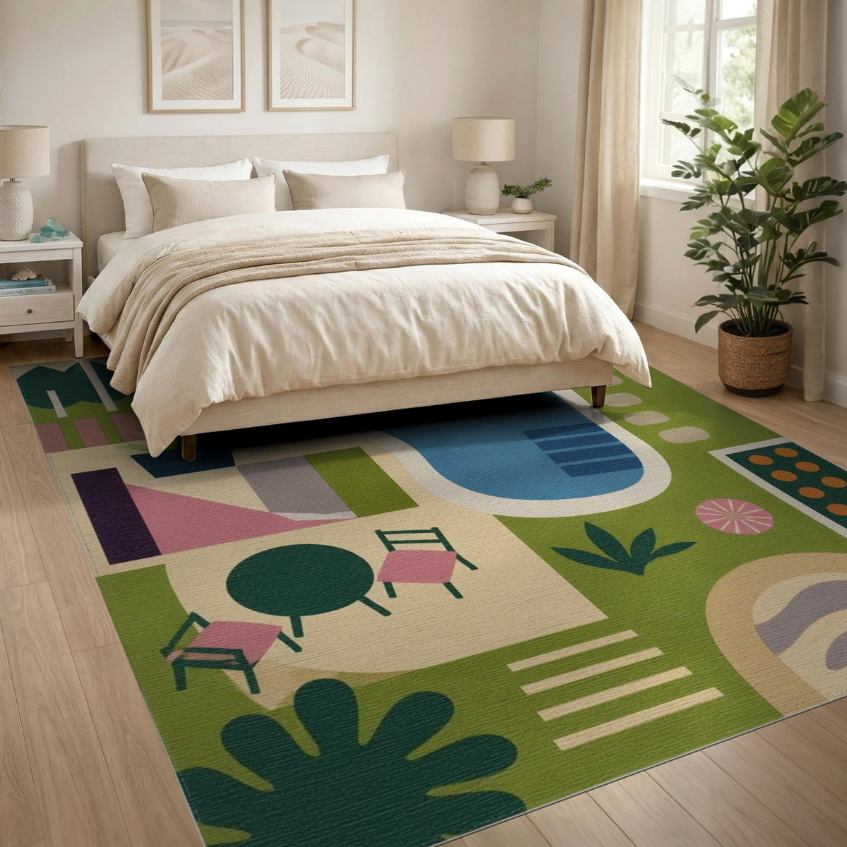 Geometric Modern Abstract Geometric Poolside Area Rug