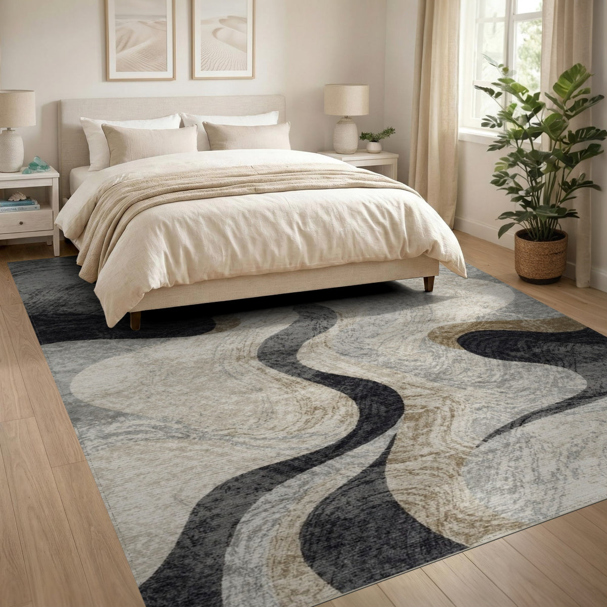Abstract Swirl Grey Area Rug