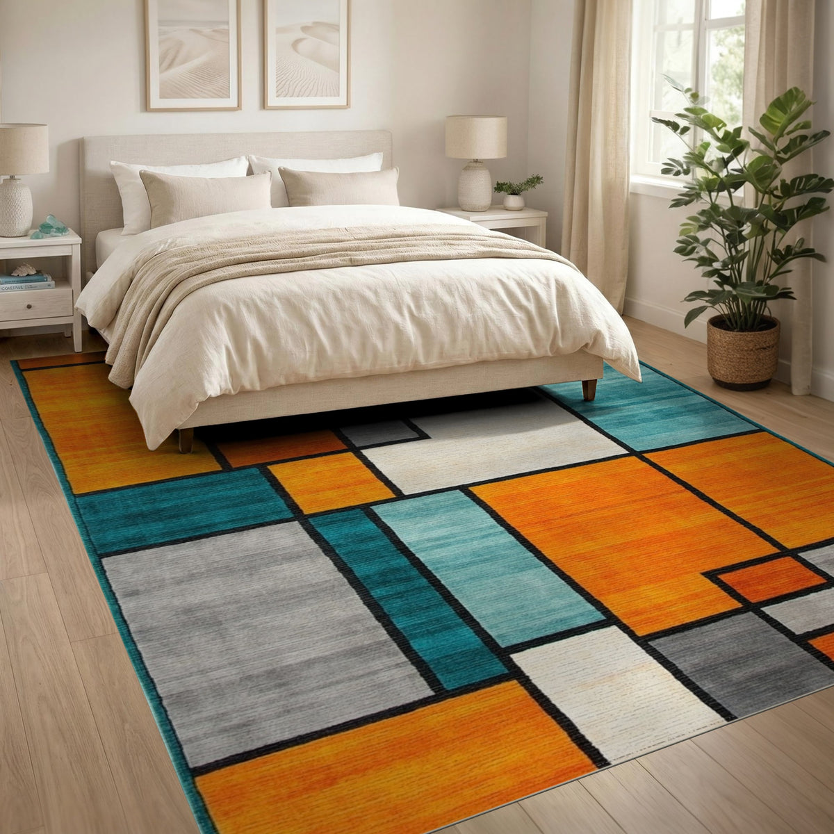 Bold Geometric Multi-Color Area Rug