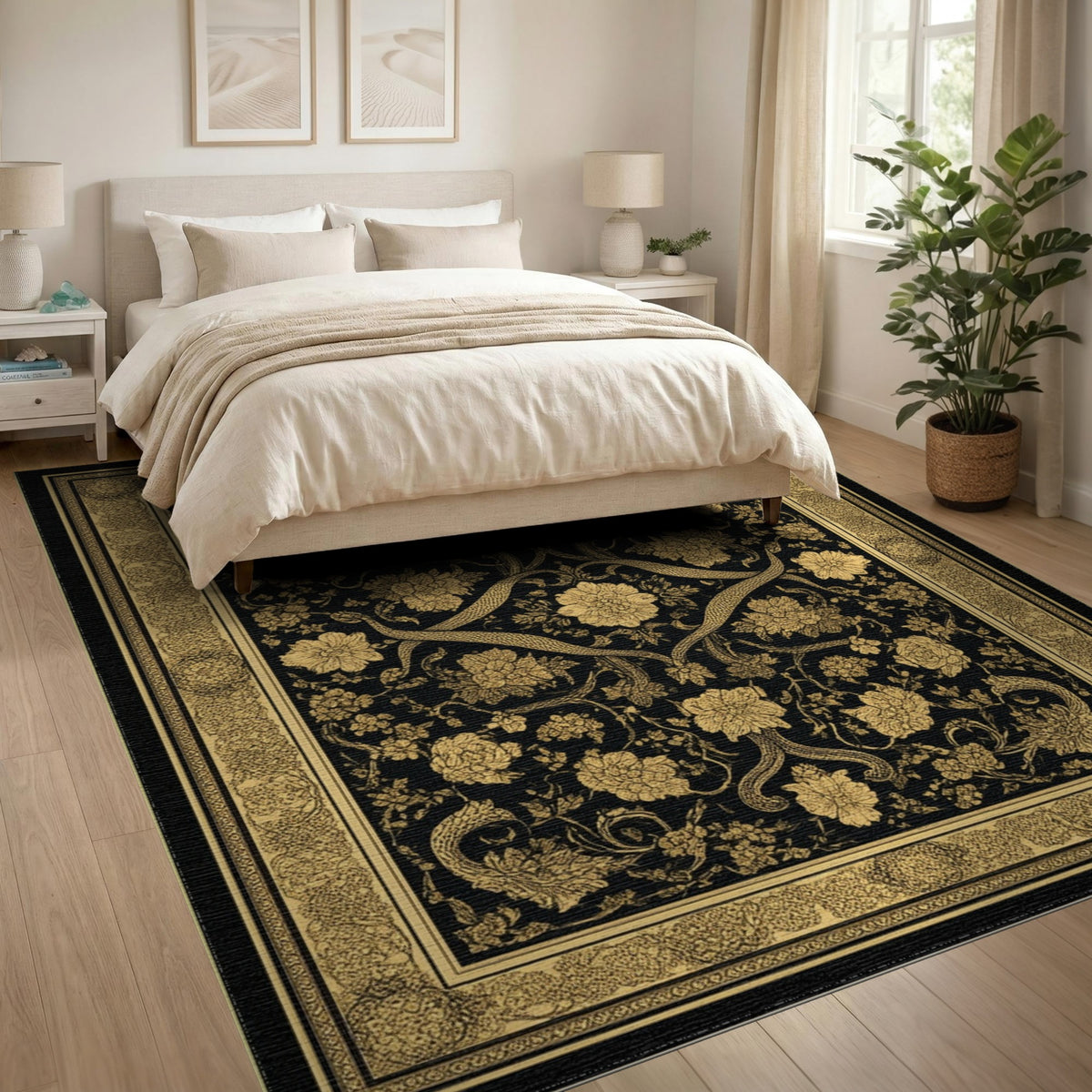 Floral Vintage Gold Floral Vintage Area Rug