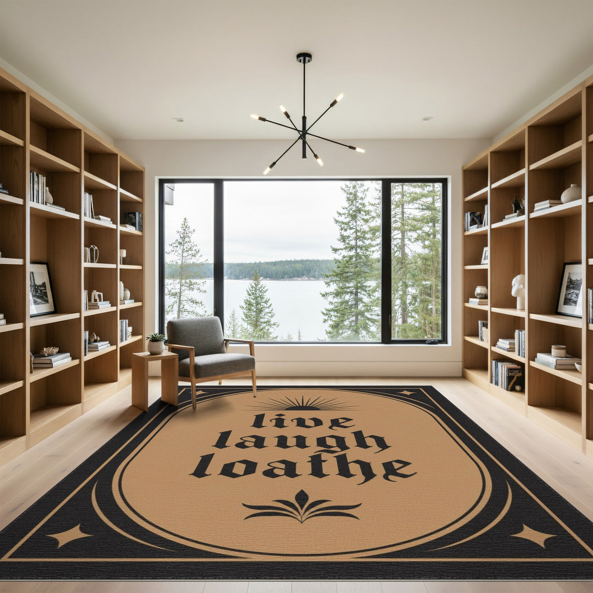 Brown and Tan Live Laugh Loathe Vintage Area Rug