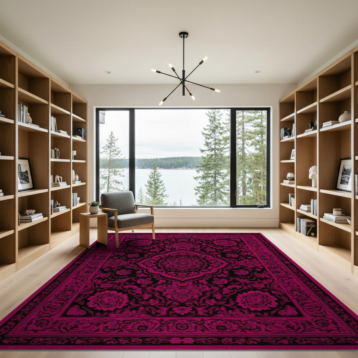 Floral Pink Persian Floral Medallion Rug