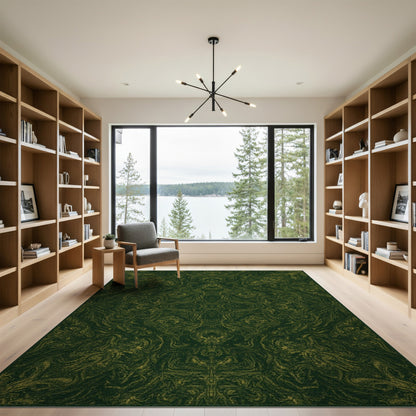 Green Gold Swirl Area Rug