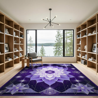 Purple Lotus Mandala Area Rug