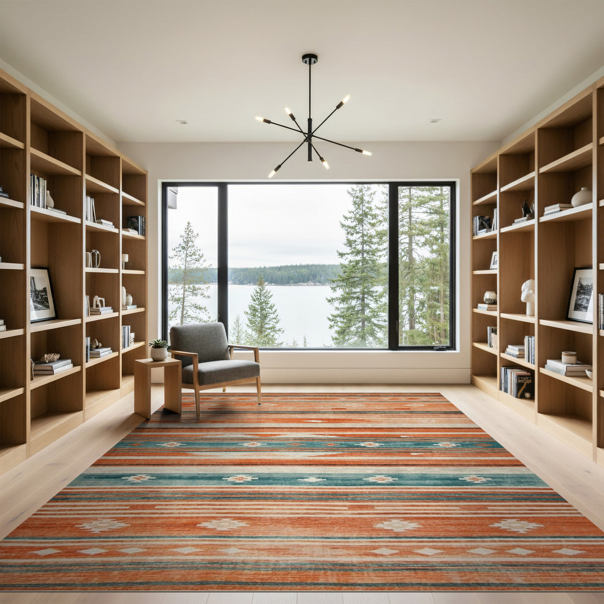 Southwestern Orange Geometric Area Rug