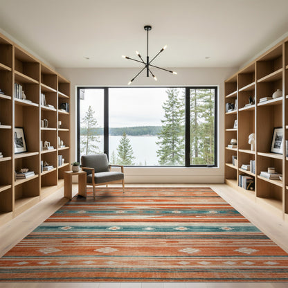 Southwestern Orange Geometric Area Rug