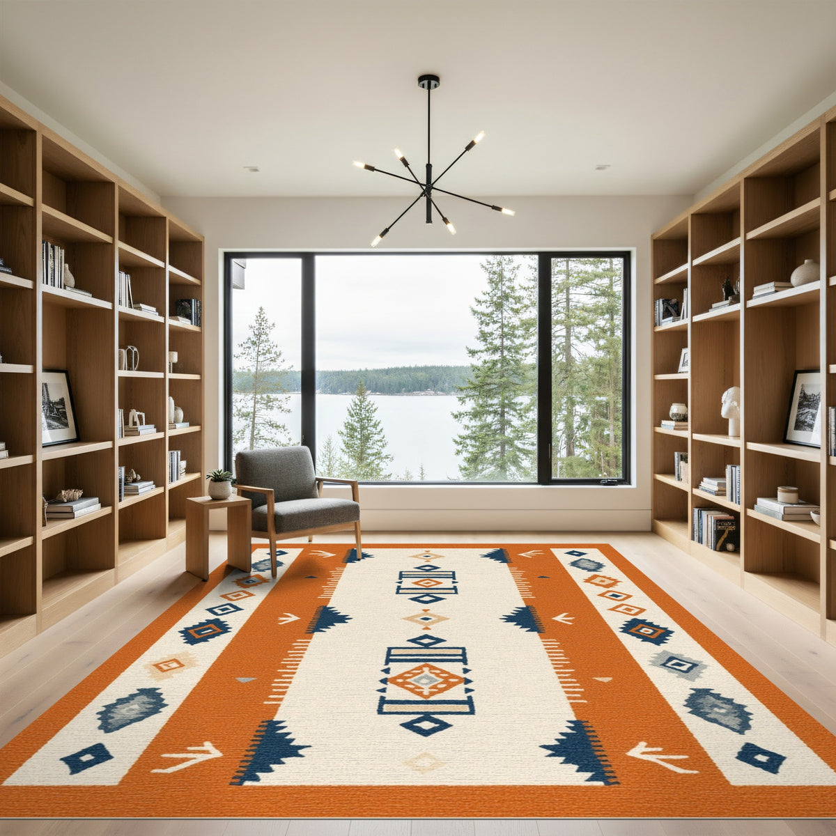 Orange Southwestern Geometric Area Rug