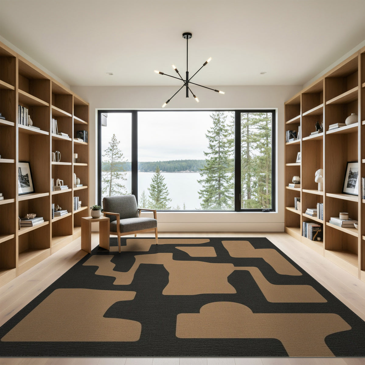Tan Abstract Form Area Rug